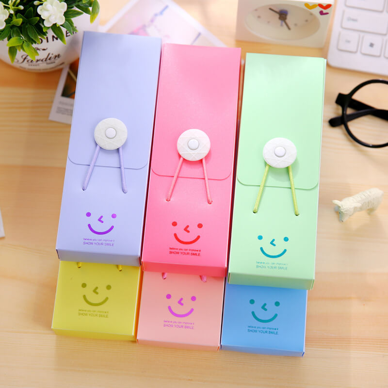 Smiling Face Pattern Solid Color Pencil Case