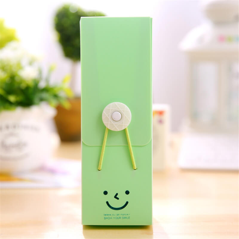 Smiling Face Pattern Solid Color Pencil Case