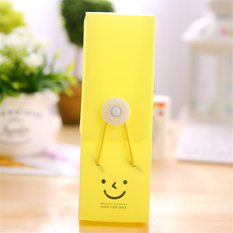 Smiling Face Pattern Solid Color Pencil Case