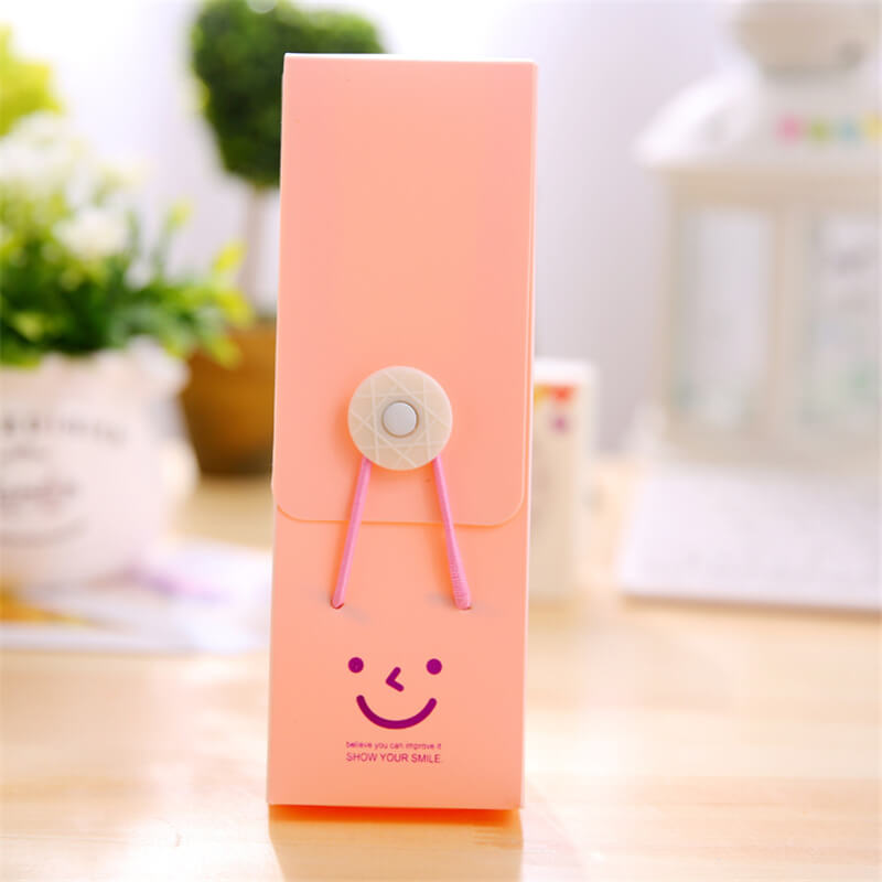 Smiling Face Pattern Solid Color Pencil Case