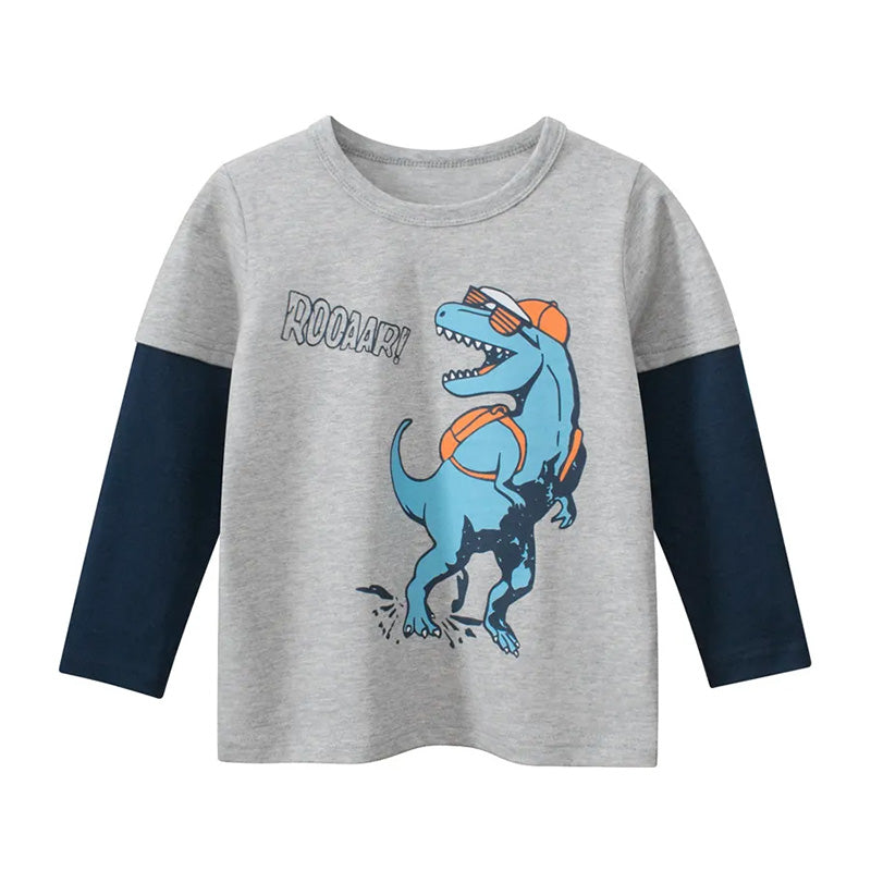 Kids Toddler Boys Casual Cute Alphabet Dinosaur Print Long Sleeve T-Shirt