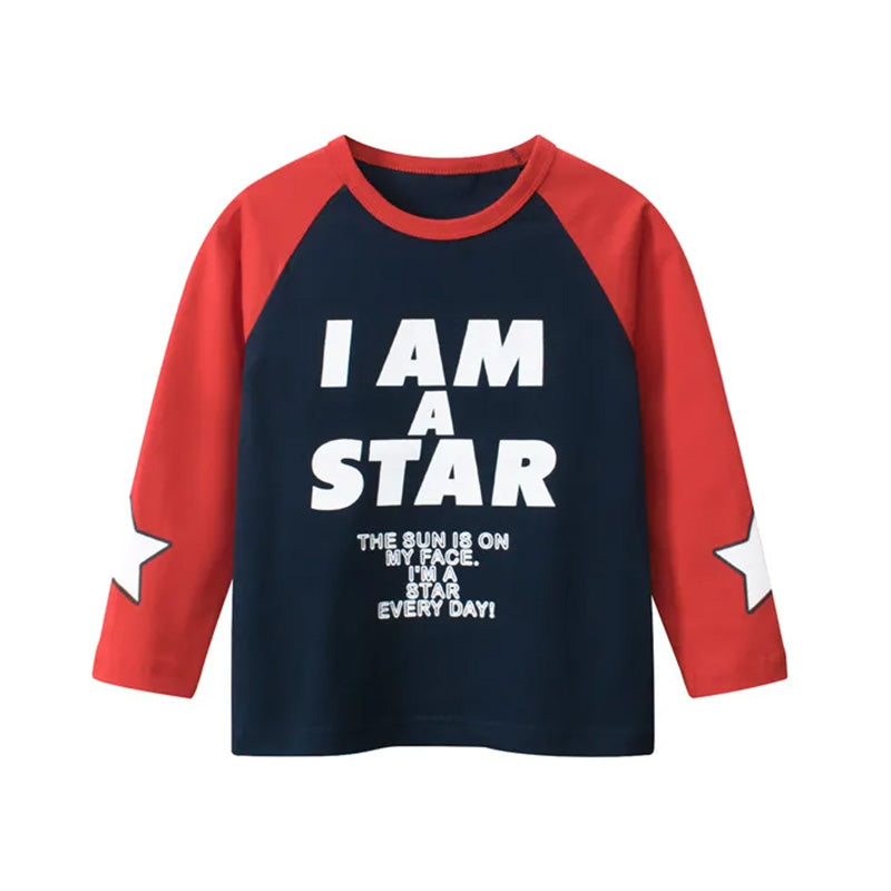 Kids Toddler Boys Casual Cute Alphabet Print Long Sleeve T-Shirt