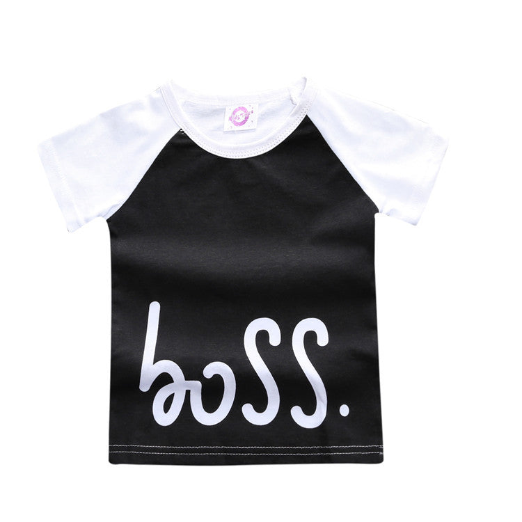 Baby Casual Round Neck Short Sleeve Letter Pattern T-shirt