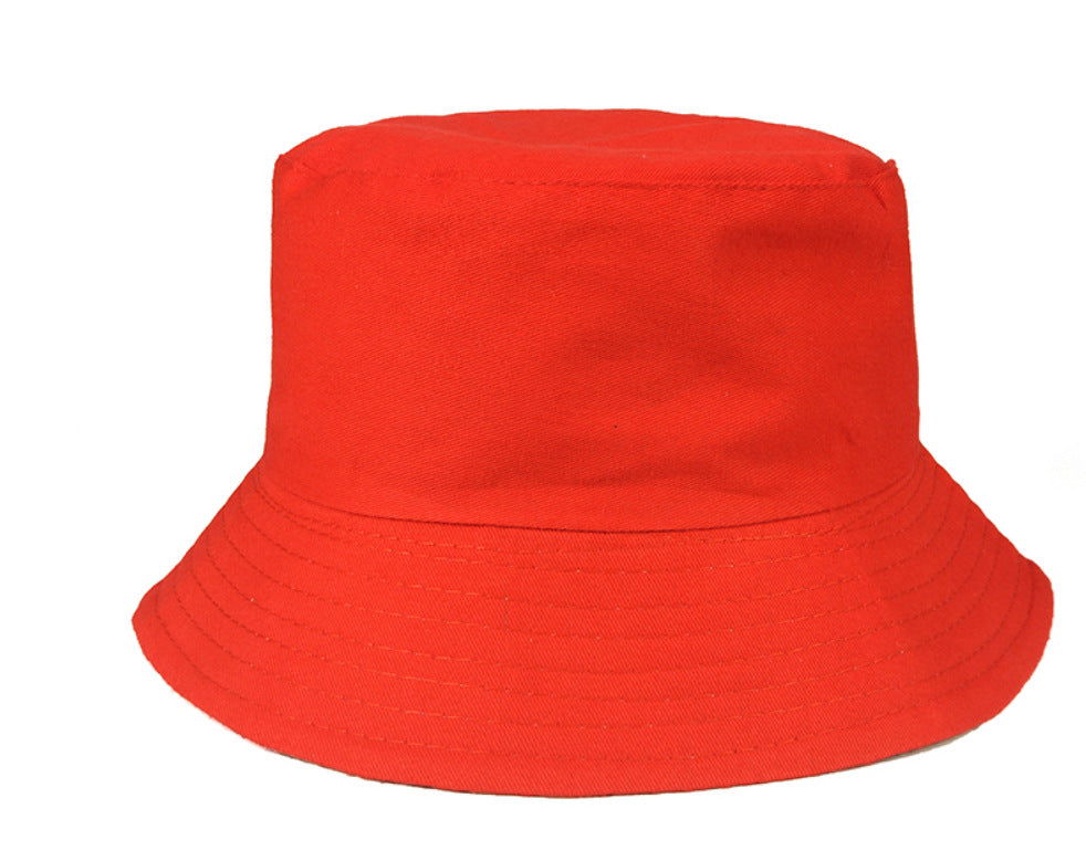 Fashion Solid Color Kids Flat Top Sunshade Sunscreen Double-Sided Bucket Hats