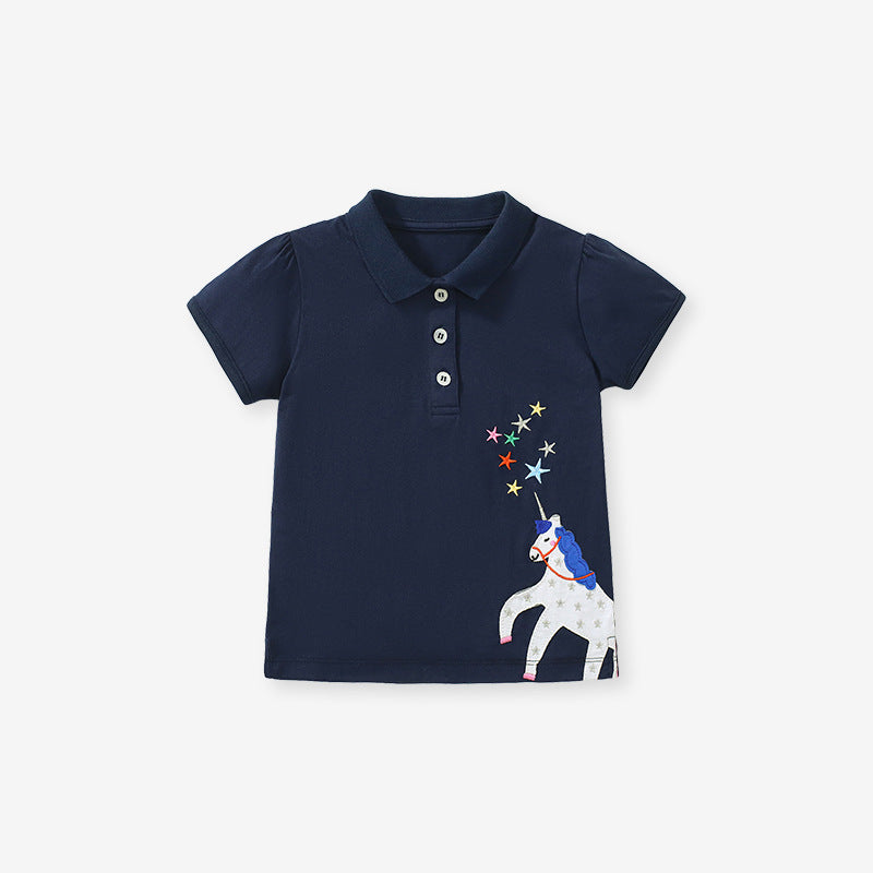 Kids Toddler Boys Casual Cartoon Short Sleeve Lapel POLO Shirt