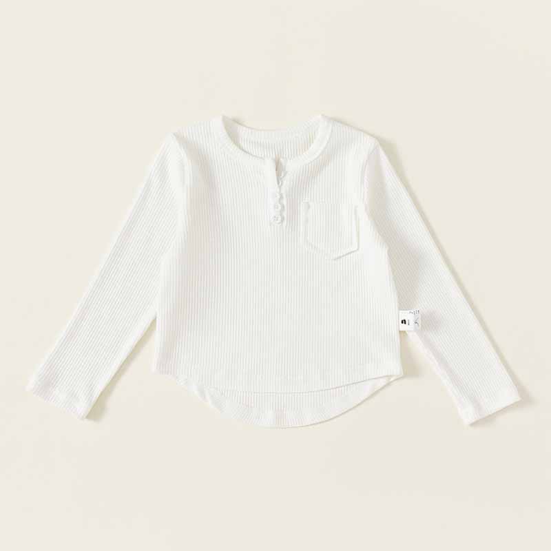 Kids Toddler Boys Girls Casual Cute Solid Color Rib Knit Long Sleeve T-Shirt