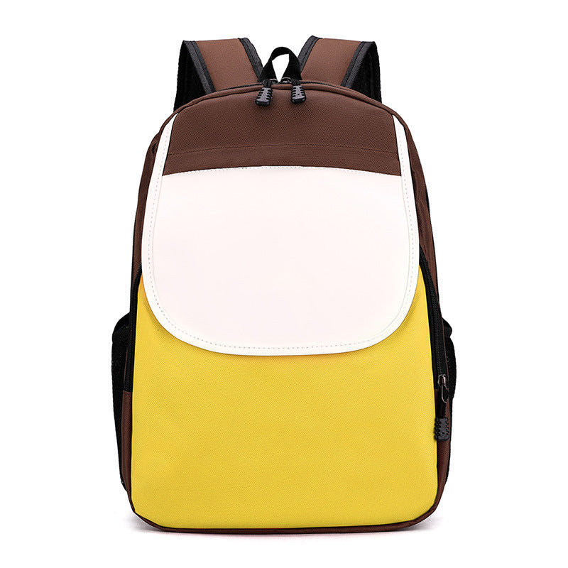 Children Fashion Girls Boys Color Matching Canvas Backpack School Bag