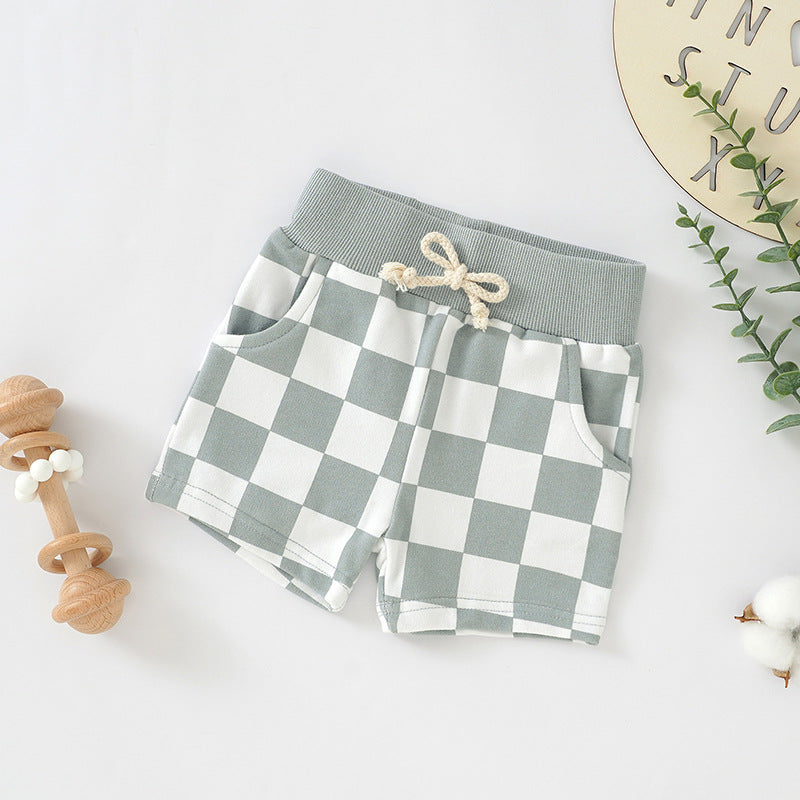 Kids Baby Boys Girls Fashion Casual Playd Print Shorts