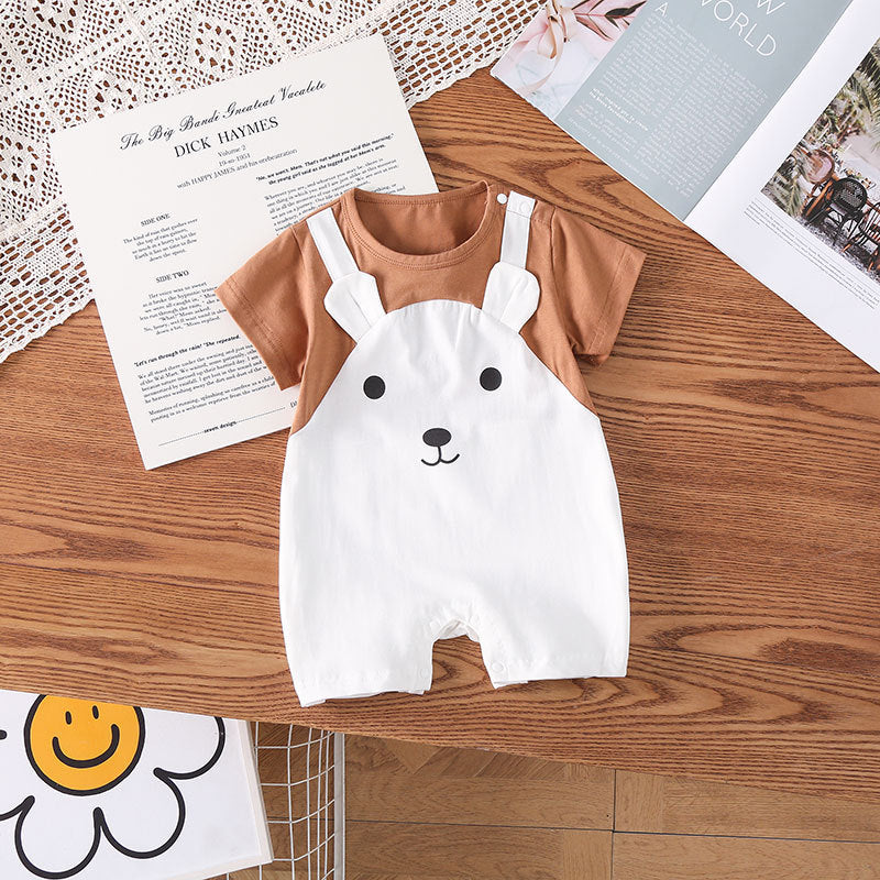 Kids Baby Boys Girls Cute Cartoon Short Sleeve Romper