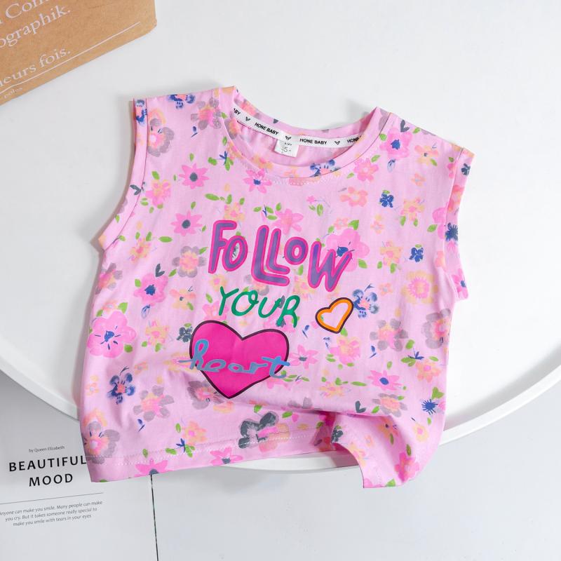 Children Kids Toddlers Girls Cartoon Print Sleeveless Vest