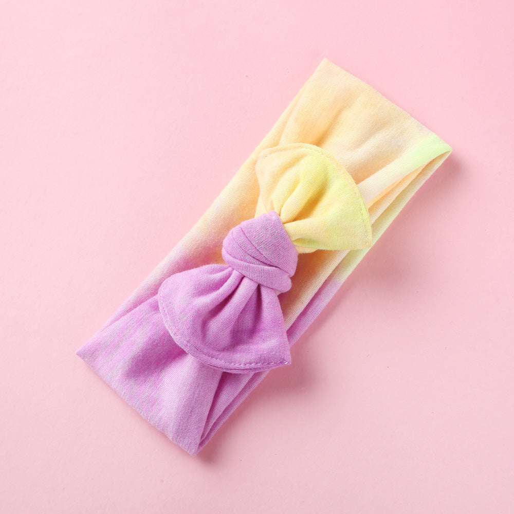 Toddlers Newborn Baby Girls Tie-Dye Printed Bow Headband