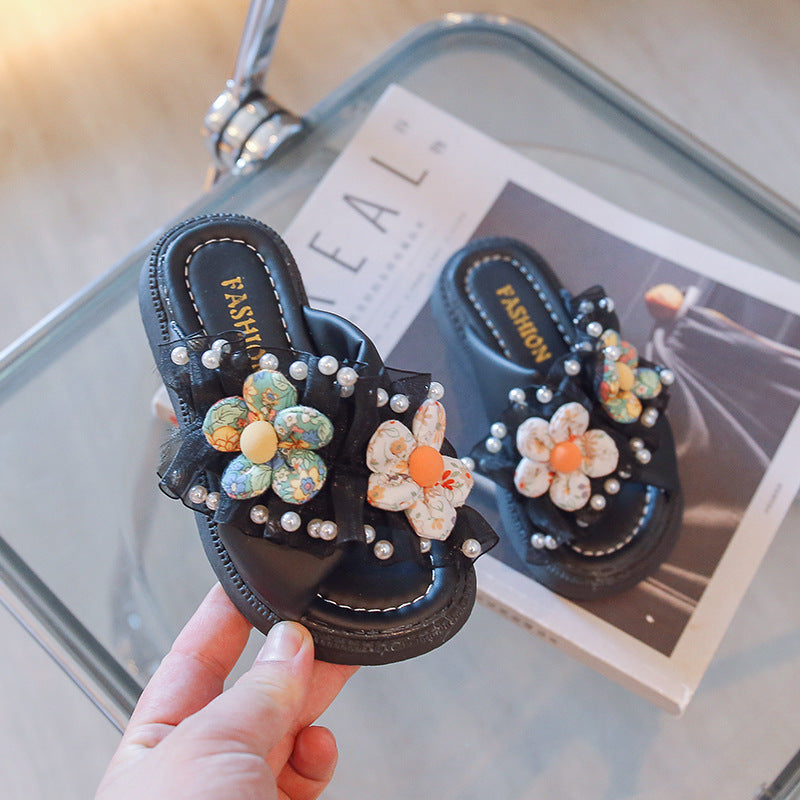 Children Kids Baby Fashion Girls Soft Bottom Floral Slippers Outdoor Casual Shoes