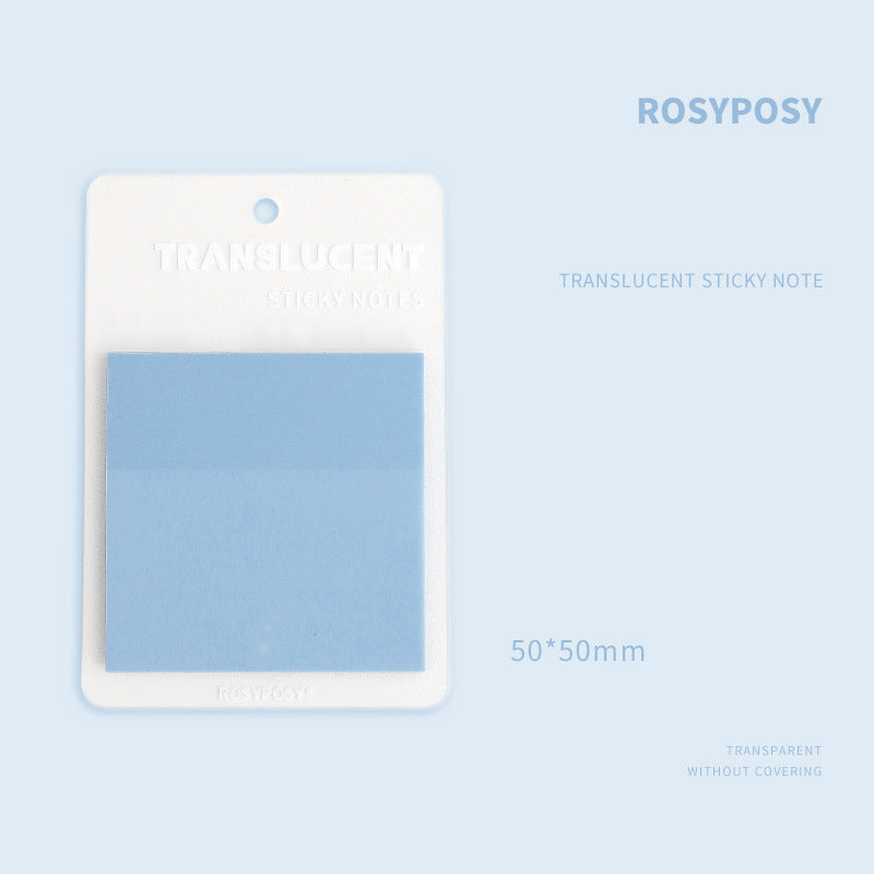 50pcs PET Self-Adhesive Transparent Waterproof Pastel Color Memo Pads