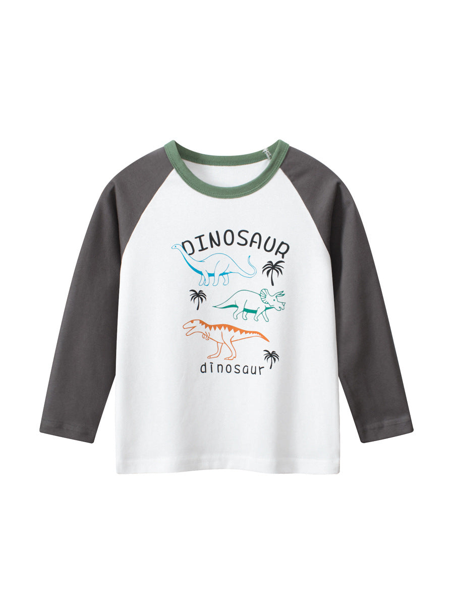 Kids Toddler Boys Casual Cute Alphabet Dinosaur Print Long Sleeve T-Shirt