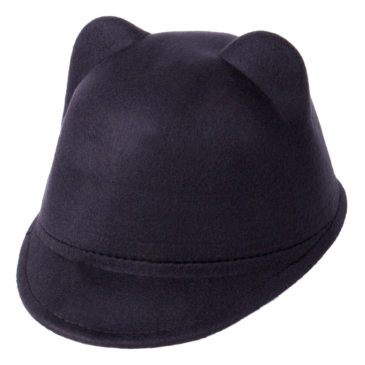 Winter Warm Kids Baby Girls Cat Ears Wool Derby Bowler Cap Solid 3D Ears Vintage Costume Play Brim Hats Cap
