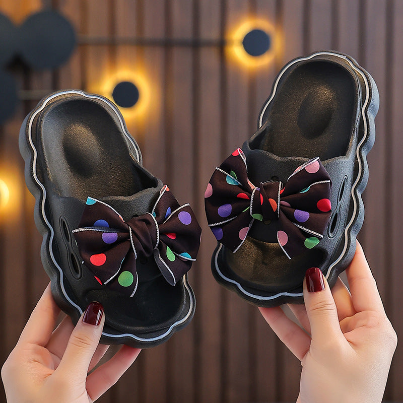 Kids Girls Casual Cute Bow Thick-Soled Slippers