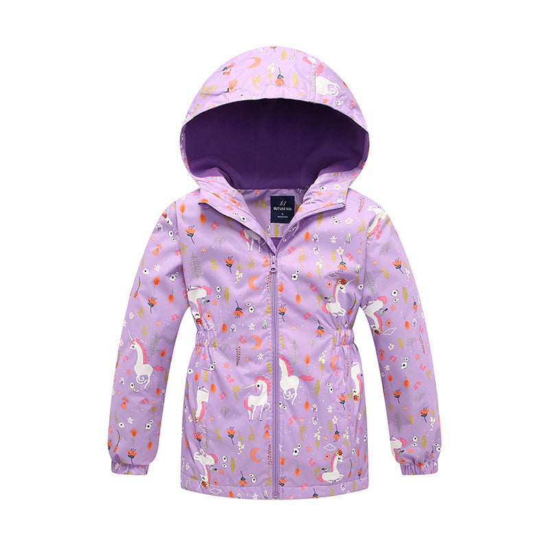 Autumn And Winter Toddler Girls Mid-Length Windbreaker Thickened Hooded Zipper Coat