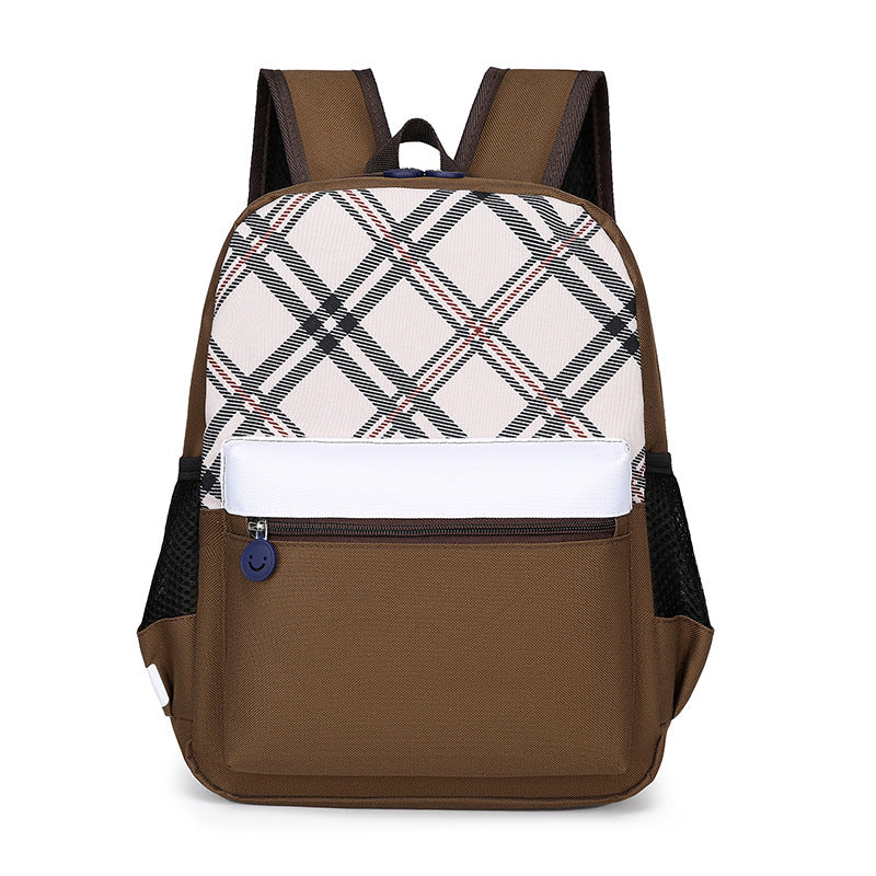 Children Fashion Girls Boys Color Matching Canvas Backpack School Bag