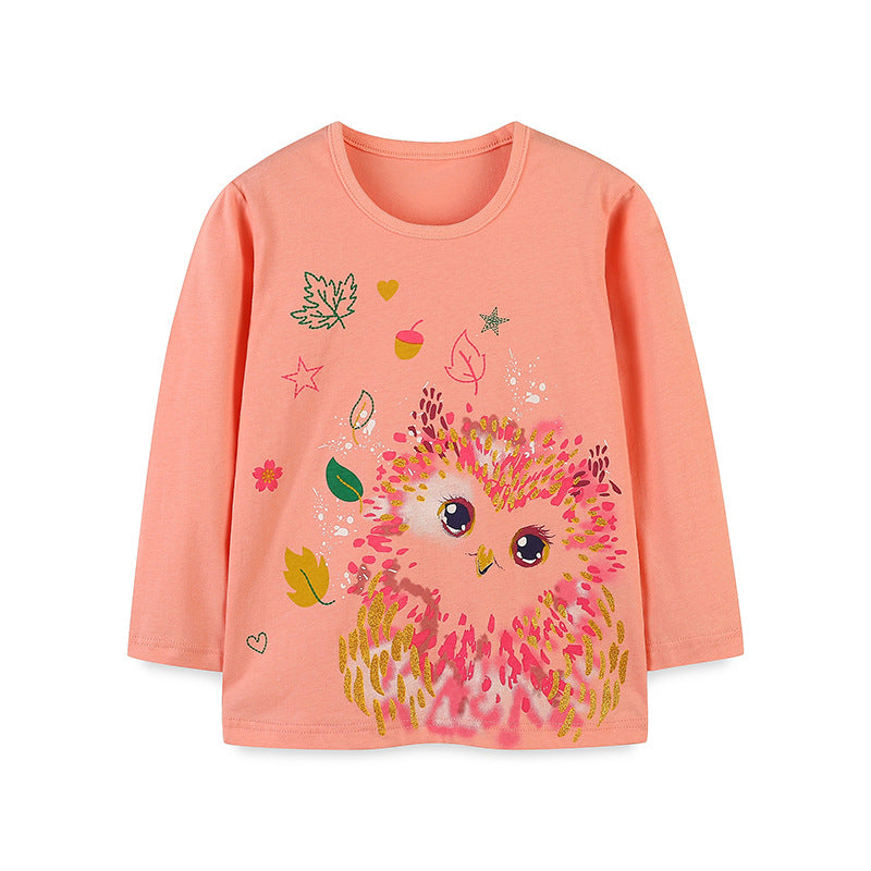 Kids Toddler Girls Casual Cute Cartoon Print Long Sleeve Round Neck T-Shirt