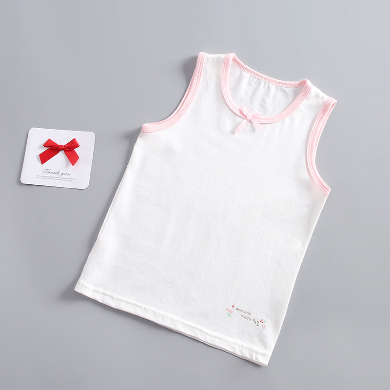Kids Girls Basic Round Neck Sleeveless Soft Comfortable Vest