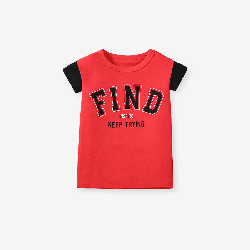 Kids Toddler Boys Casual Alphabet Short Sleeve T-Shirt