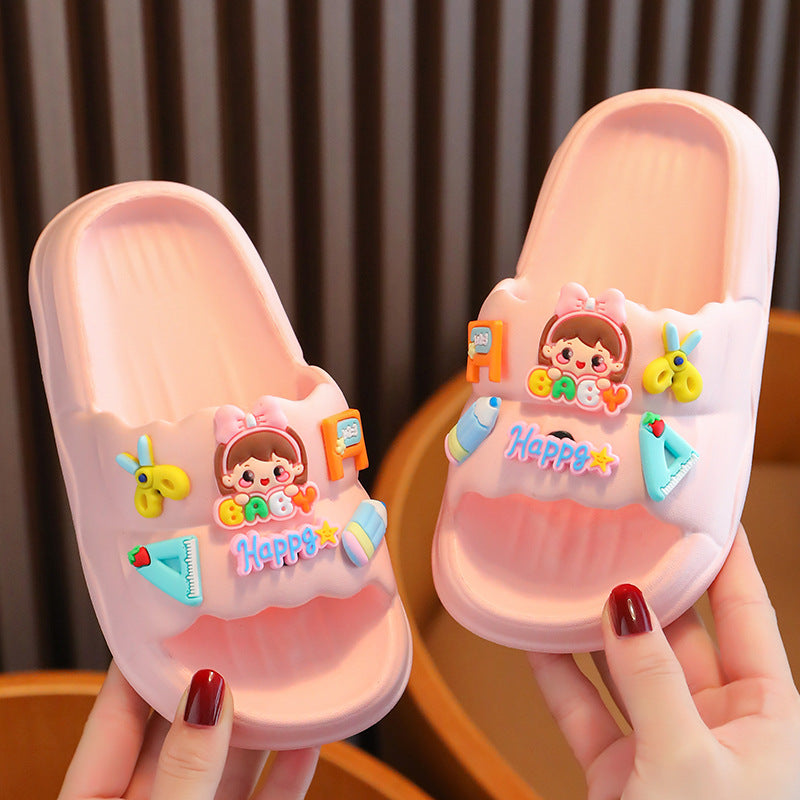 Children Kids Baby Fashion Girls Boys Cartoon Soft Sole Casual Slippers Shoes