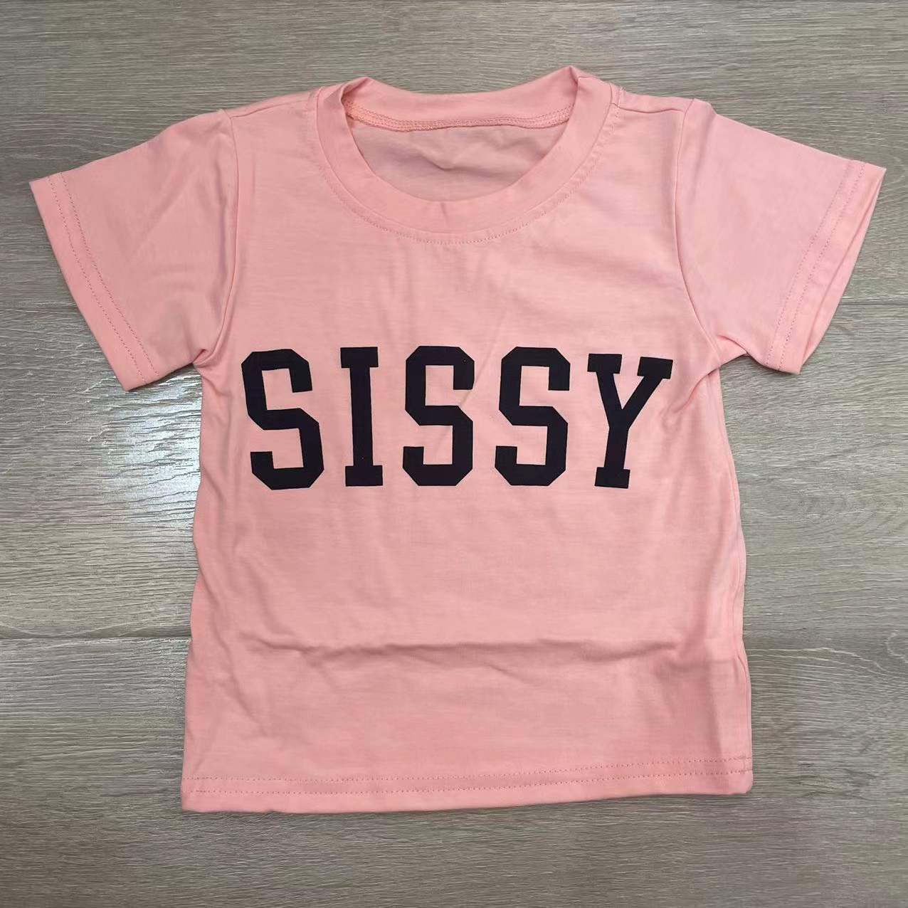 Kids Casual Round Neck Letter Print Pullover Short-Sleeved Top