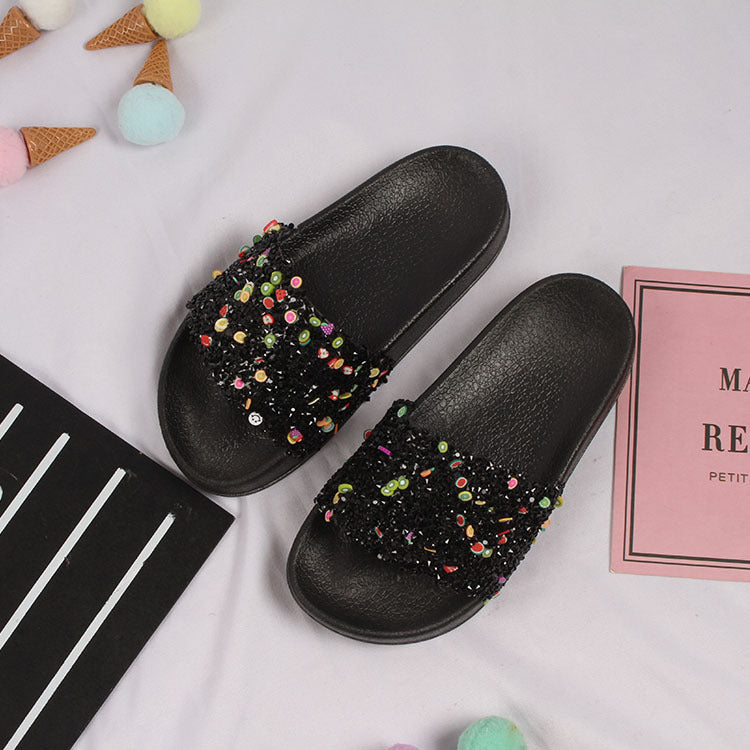 Children Kids Baby Fashion Girls Rhinestones Princess Soft Sole Casual Slippers Shoes