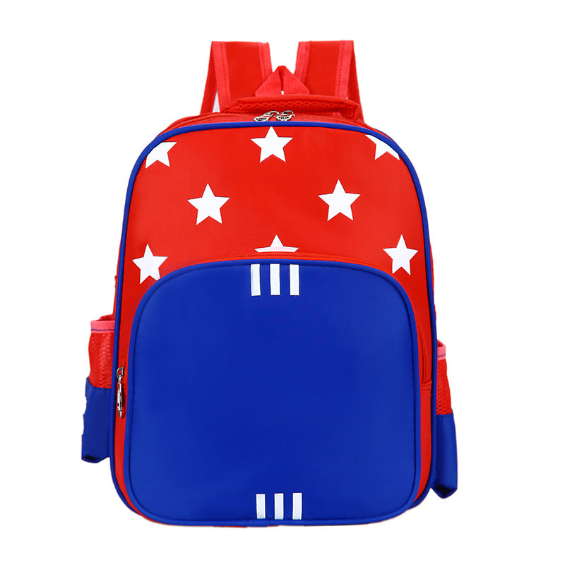 Children Fashion Girls Boys Color Matching Nylon Star Printed Backpack School Bag