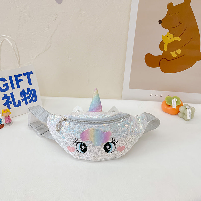 Kids Casual Cute Cartoon Sequins Waist Chest Bag