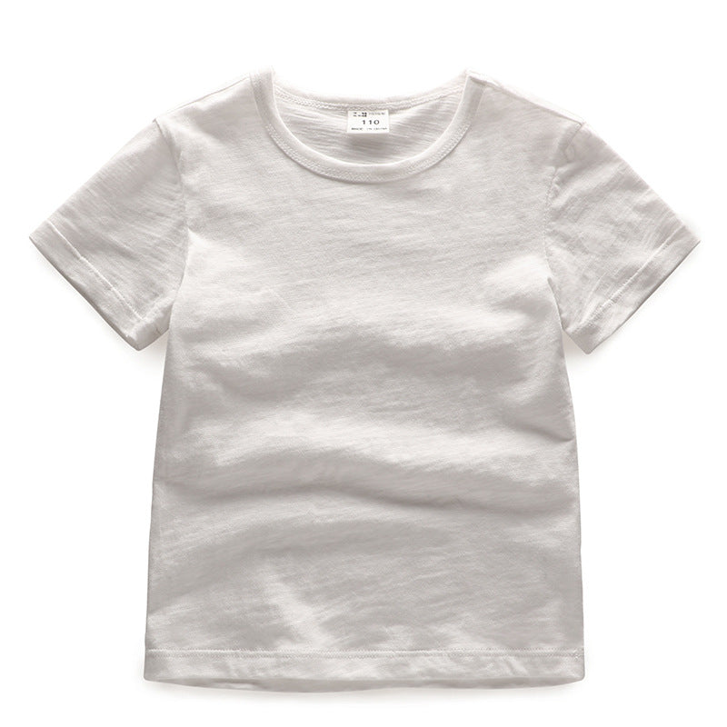 Children Kids Toddlers Fashion Boys Girls Solid Color Short Sleeve Basic T-Shirt