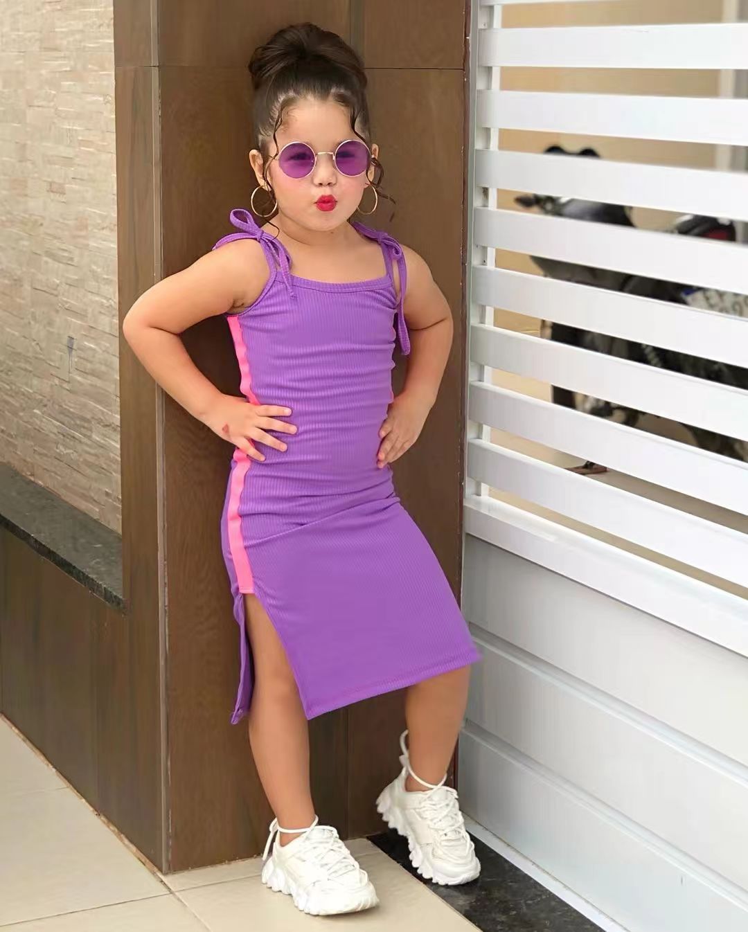 Summer Children Toddler Girls Casual Rib-Knit Sling Dress