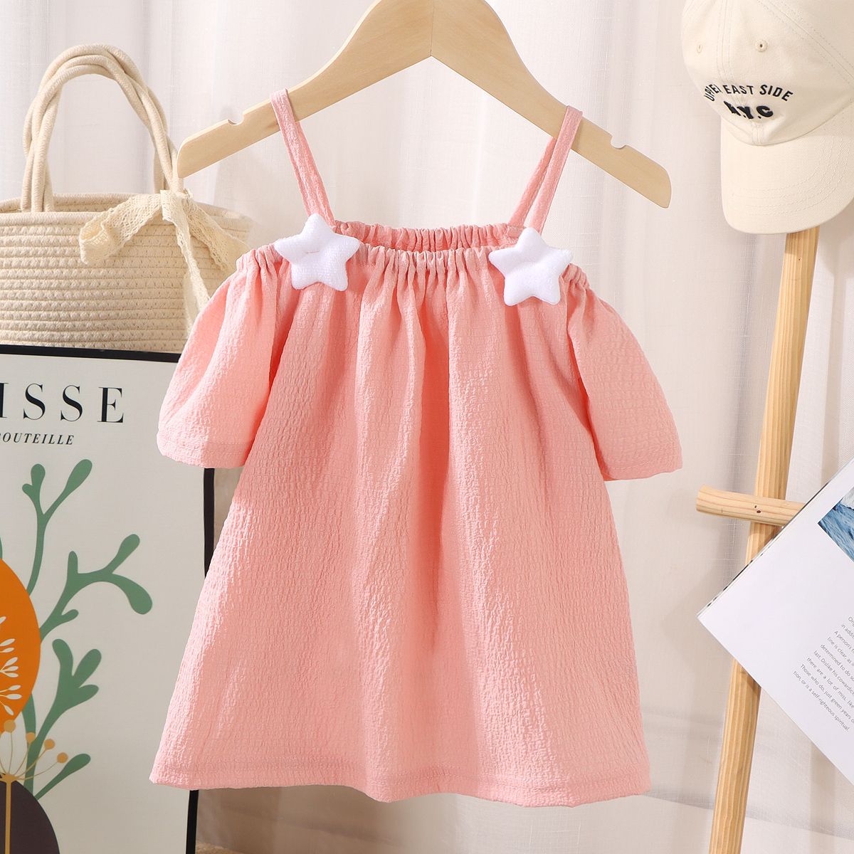 Toddler Girl Short-Sleeved Summer Off-Shoulder Blouse