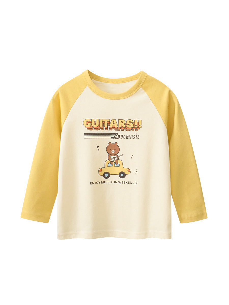 Kids Toddler Boys Girls Casual Cute Alphabet Cartoon Print Long Sleeve Round Neck T-Shirt