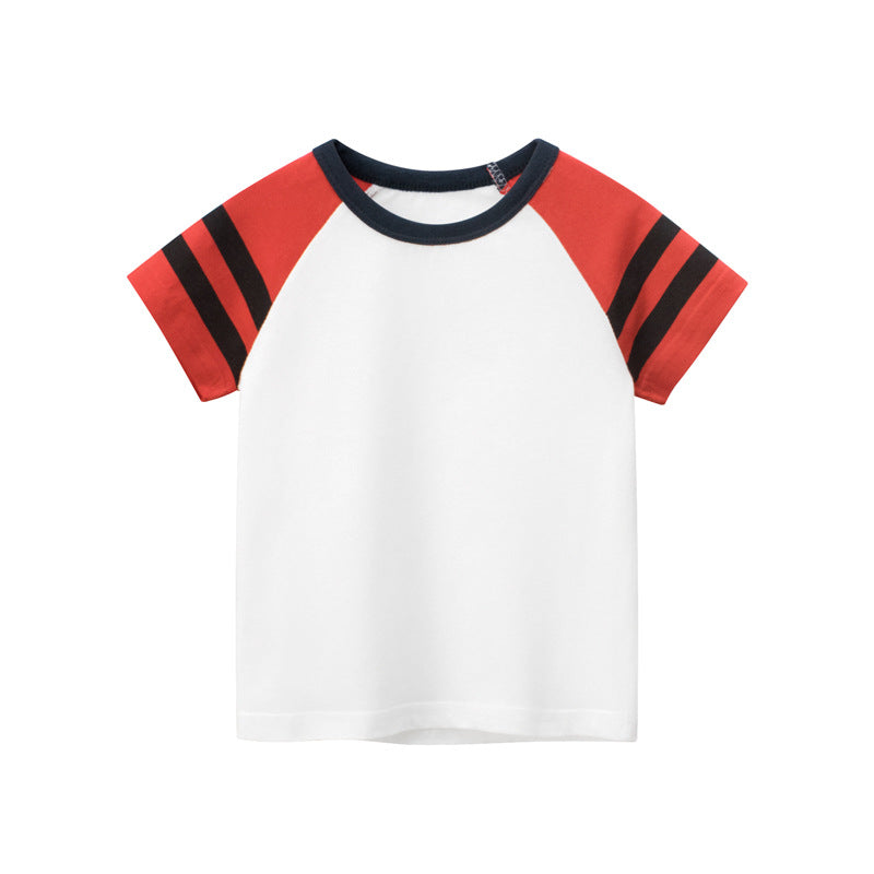 Children Kids Toddlers Fashion Boys Patchwork Short Sleeve T-Shirt