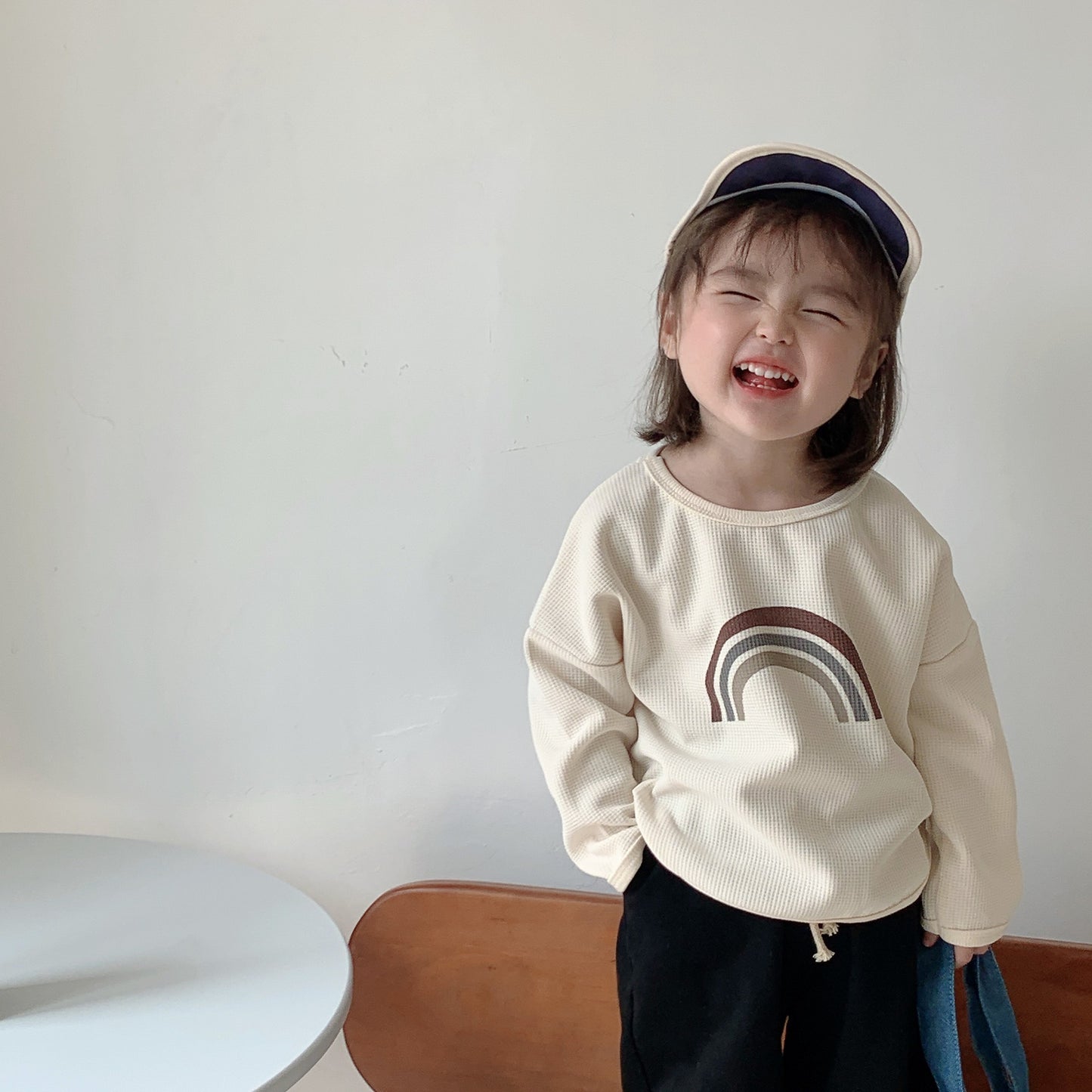 Children Kids Baby Fashion Boys Girls Casual Long Sleeve Rainbow Print T-Shirt