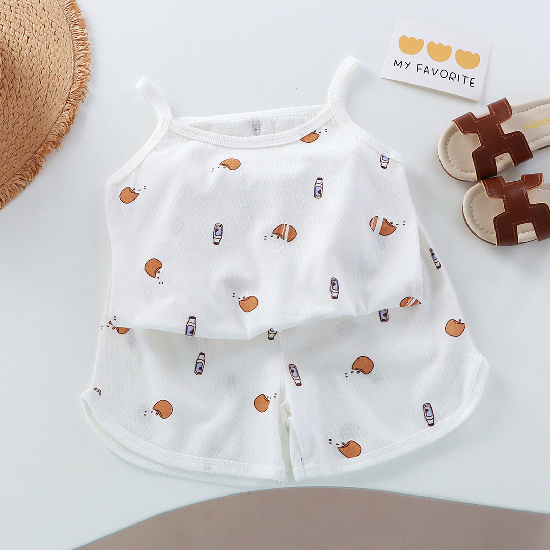 Cotton Toddler Girls Summer Camis Shorts Two-Piece Set