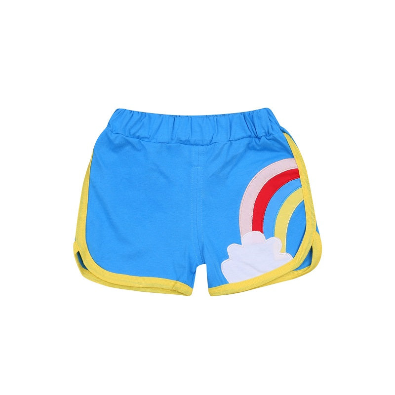 Kids Girls Casual Rainbow Pattern Sporty Elastic Waist Shorts