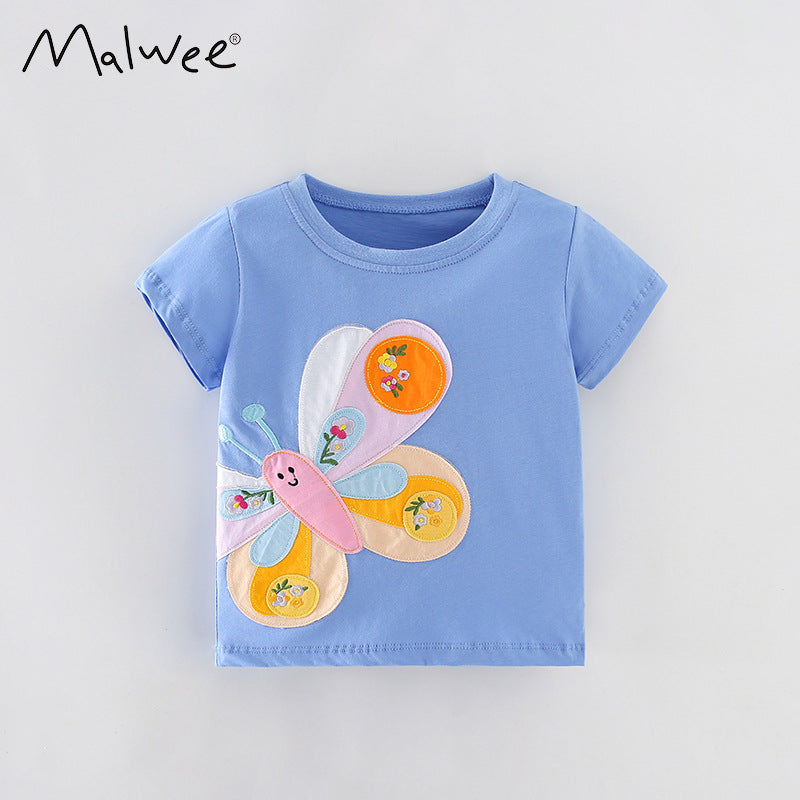 Girls Fashion Butterfly Short Sleeve T-Shirt