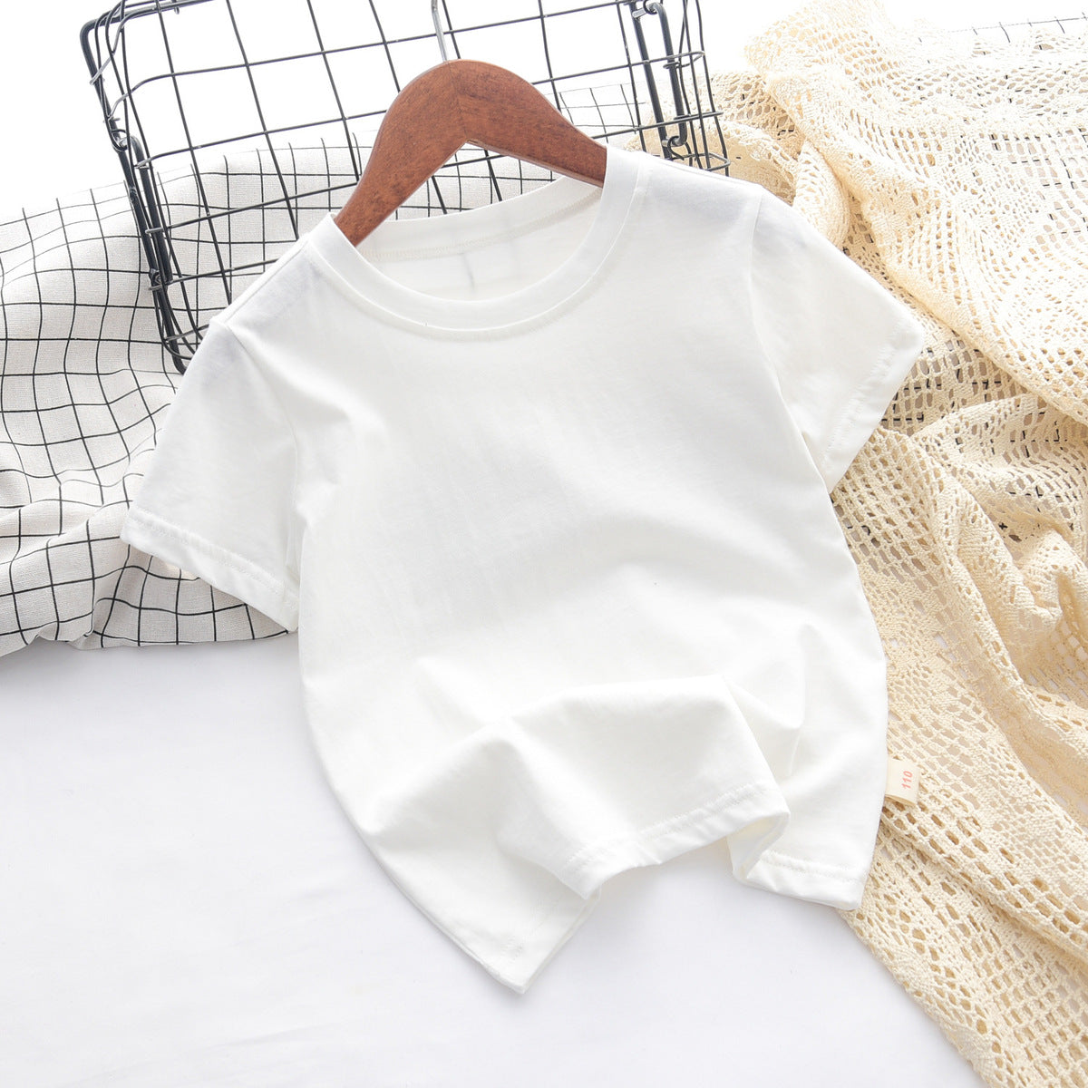 Summer Children Casual Pure Color Cotton Short Sleeve T-Shirt