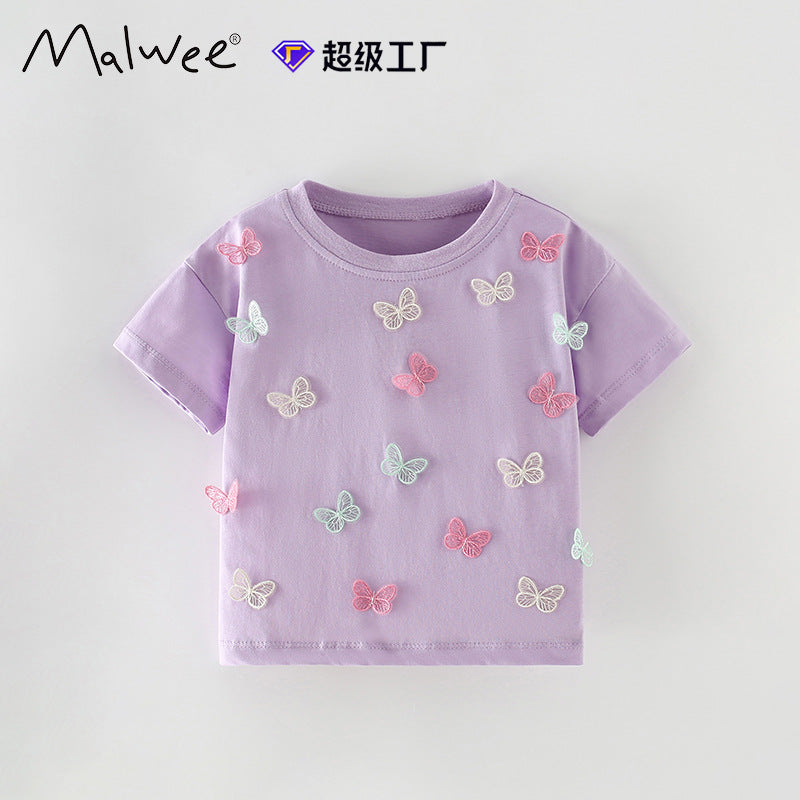 Children Fashion Butterfly Short-Sleeved T-Shirt