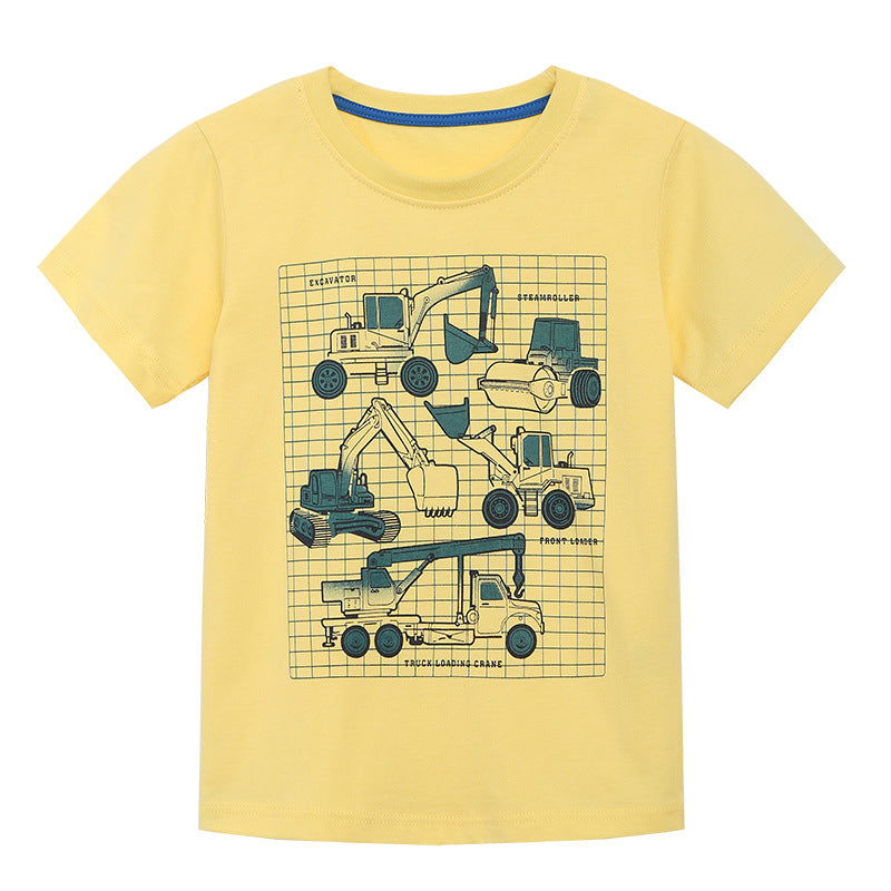 Kids Toddler Boys Casual Cute Cartoon Print Short Sleeve Round Neck T-Shirt