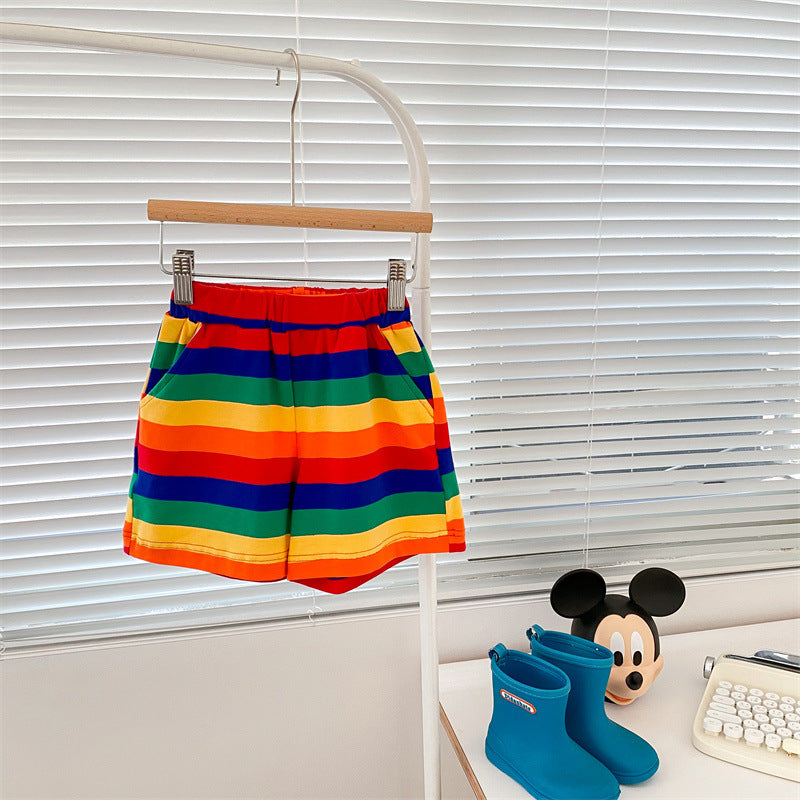 Children Kids Baby Fashion Boys Girls Casual Basic Stripe Print Shorts