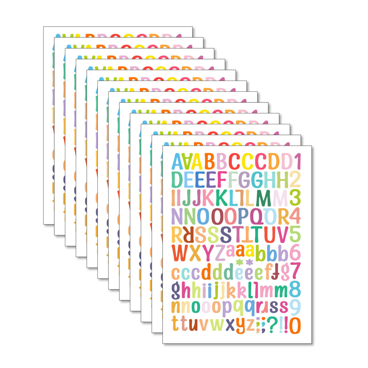 Waterproof Multicolor Digital Letter Sticker