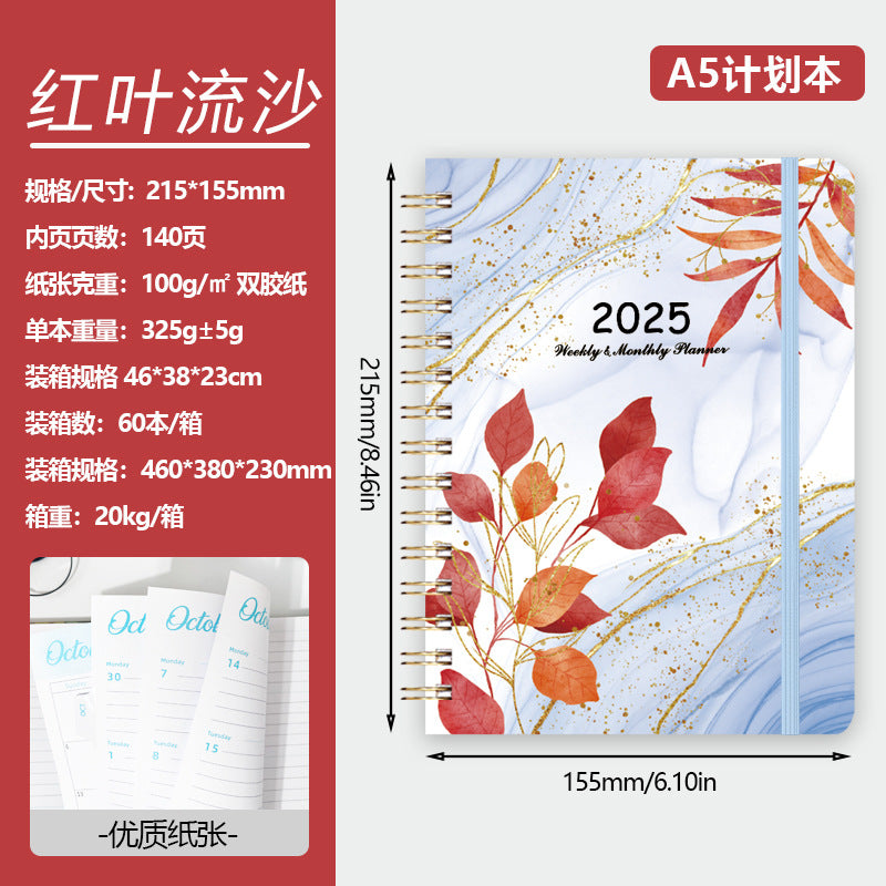 2025 Flowers English Plan Coil Notebook