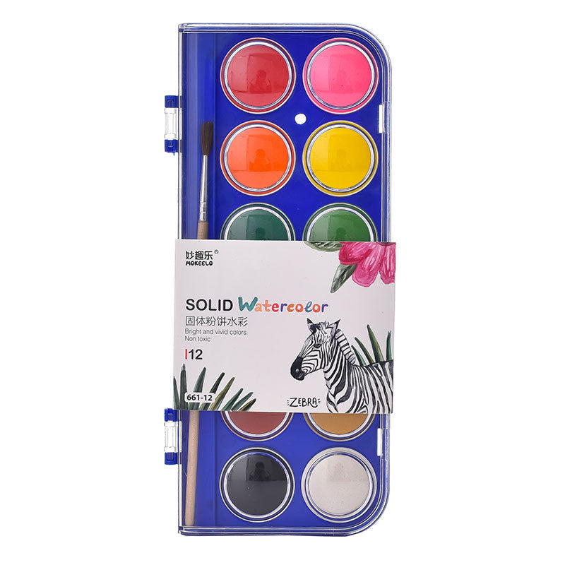 Art Supply 12 Color Solid Watercolor Pigment Painting Color