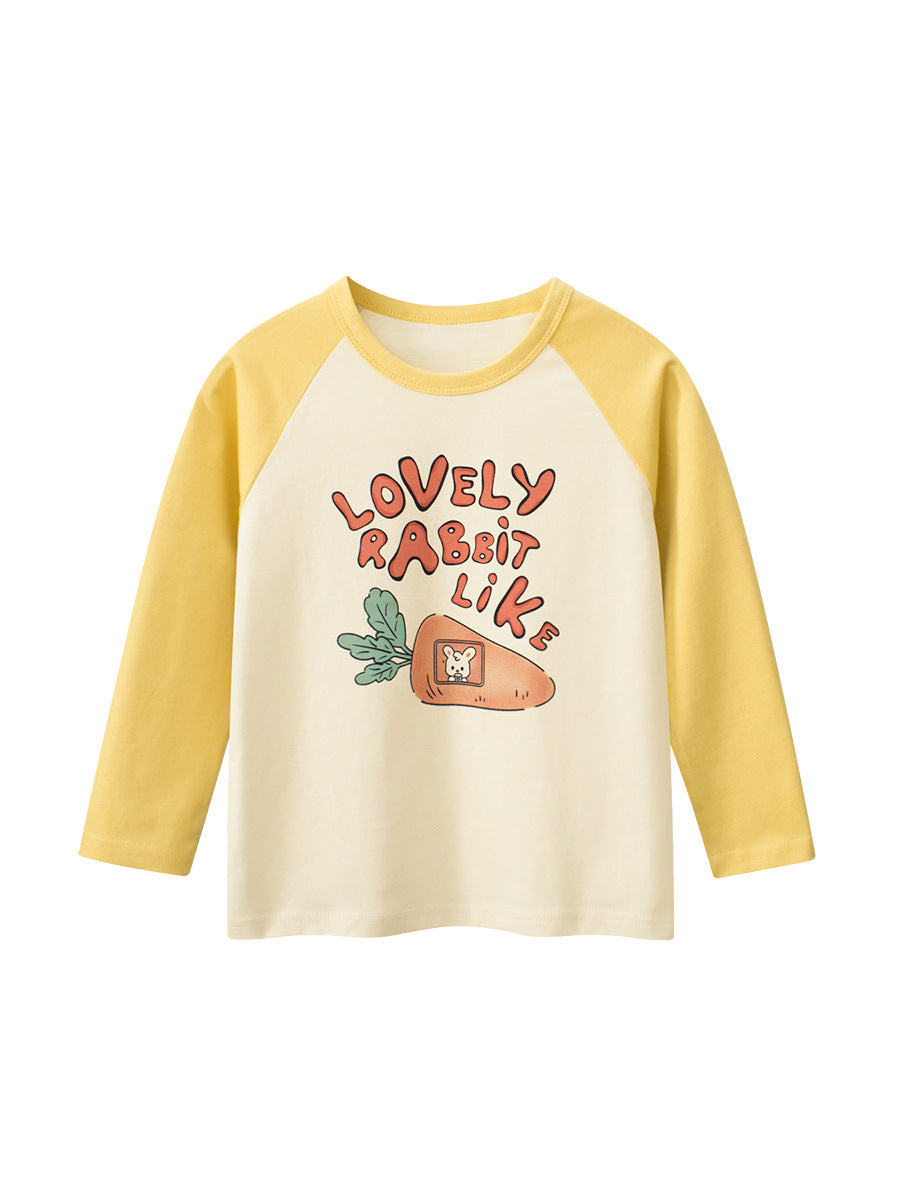 Kids Toddler Boys Girls Casual Cute Alphabet Cartoon Print Long Sleeve Round Neck T-Shirt