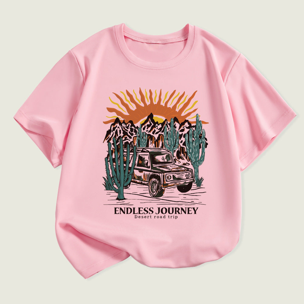 Kids Toddler Boys Girls Car Print Short Sleeve T-Shirt