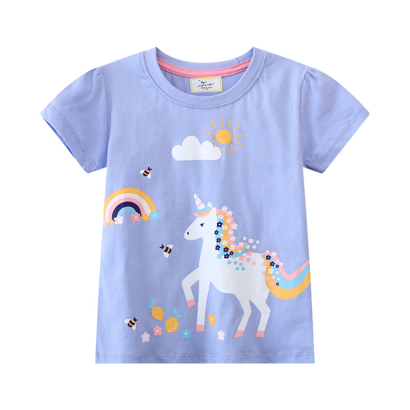 Kids Toddler Girls Casual Cute Short Sleeve T-Shirt
