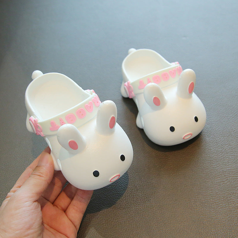 Kids Fashion Cartoon Little White Soft Bottom Non-Slip Toe Slippers